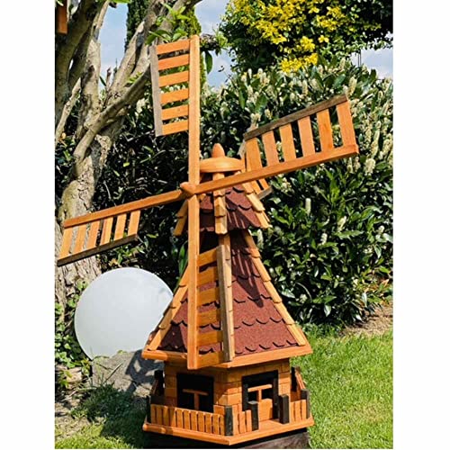 DARLUX dekorative Garten-Windmühle aus Holz kugelgelagert Braun Größen (Rot XXL) von DARLUX