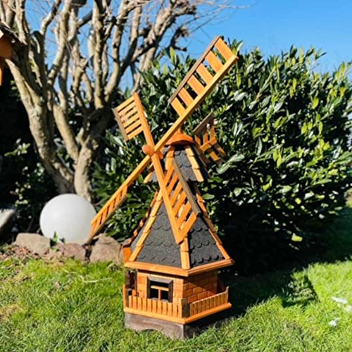 DARLUX dekorative Garten-Windmühle aus Holz kugelgelagert Braun Größen (Schwarz XXL) von DARLUX