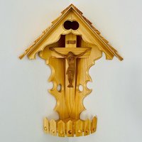 Darlux Herrgottswinkel Wand-Eck-Kruzifix-Ikone Holz Kreuz Jesus Christus Handgefertigt von DARLUXShop