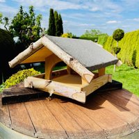 Darlux Rechteckiges Vogel Futter Haus L Futterstelle Aus Holz Vogelhaus Schwarz von DARLUXShop