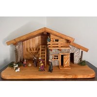 Darlux Weihnachts - Holz Krippe + Figuren Dekoration Handgefertigt Holzschnitzerei Jahreszeitliche von DARLUXShop