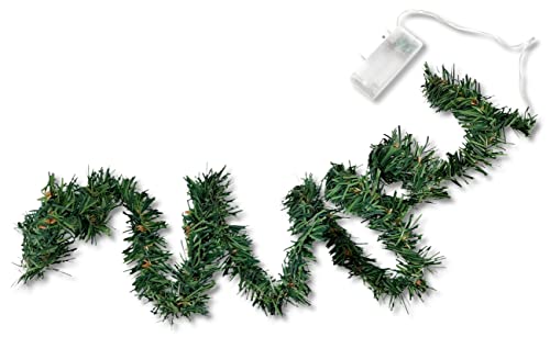 20 LED Lichterkette Tannen-Girlande grün 200cm batteriebetrieben Timer Lichtergirlande Deko Leuchtdraht Winter Weihnachten von DARO DEKO