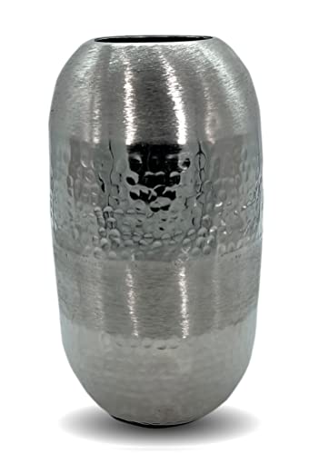 Aluminium Vase rund 14 x 25cm Blumenvase für Pampasgras Trockenblumen Sträuße Silber von DARO DEKO