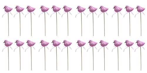 Blumen-Stecker Glitzer Vogel pink 6 x 25cm 24 Stück Dekostecker Gartenstecker Bird Deko von DARO DEKO