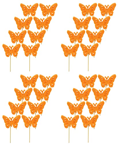 Blumen-Stecker Schmetterling orange 8 x 25cm 32 Stück Dekostecker Gartenstecker Butterfly Deko von DARO DEKO