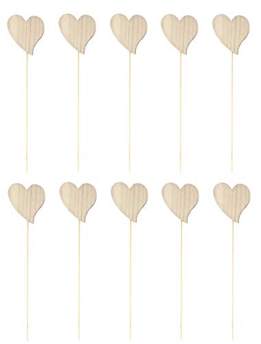 DARO DEKO Blumen-Stecker Herz braun mit Holzstab 10 Stück von DARO DEKO