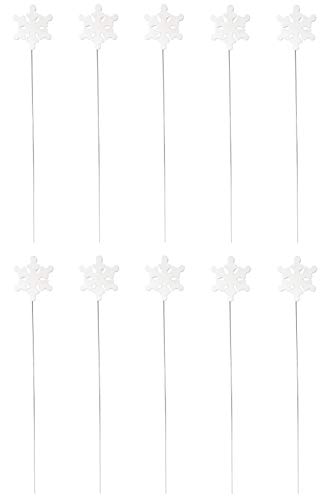 DARO DEKO Blumen-Stecker Schneeflocke weiß mit Metallstab 10 Stück von DARO DEKO