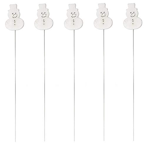 DARO DEKO Blumen-Stecker Schneemann weiß mit Metallstab 5 Stück von DARO DEKO