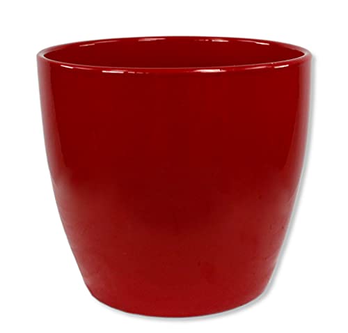 DARO DEKO Blumen-Topf rund Keramik Übertopf Ø 22 x 19,5cm rot von DARO DEKO
