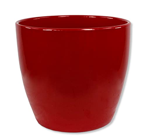 DARO DEKO Blumen-Topf rund Keramik Übertopf Ø 19 x 17,5cm rot von DARO DEKO