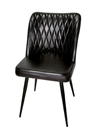 DARO DEKO Echt Leder Esszimmerstuhl schwarz 50 x 89cm Polsterstuhl Wohnzimmerstuhl Stuhl mit Lehne von DARO DEKO