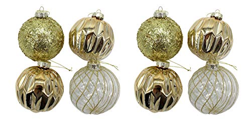 DARO DEKO Glas Weihnachts-Kugel Mix Ø 10cm - 8 Stück Gold von DARO DEKO