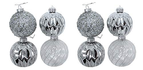 DARO DEKO Glas Weihnachts-Kugel Mix Ø 10cm - 8 Stück Silber von DARO DEKO