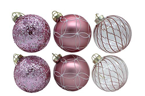 DARO DEKO Glas Weihnachts-Kugel Mix Ø 8cm - 6 Stück pink von DARO DEKO