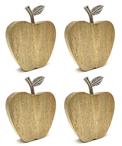 DARO DEKO Holz Apfel stehend 16 x 20cm Natur braun 4er Set von DARO DEKO