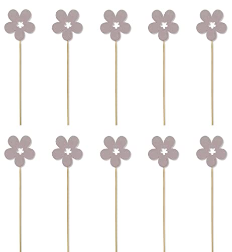 DARO DEKO Holz Blumen-Stecker Blüte lila 10 Stück 7 x 36cm Dekostecker Blumenstab Blumenstab Holzstecker von DARO DEKO