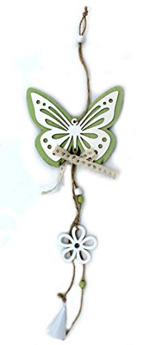 DARO DEKO Holz Hänger Schmetterling mit Schleife 45cm grün-weiß 1 Stück von DARO DEKO