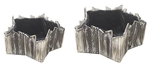 DARO DEKO Holz Pflanz-Gefäß Stern 2 Stück - groß und klein von DARO DEKO