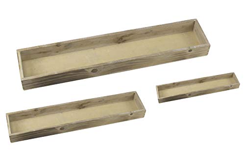 DARO DEKO Holz Tablett Natur länglich 3 Stück - S, M und L von DARO DEKO