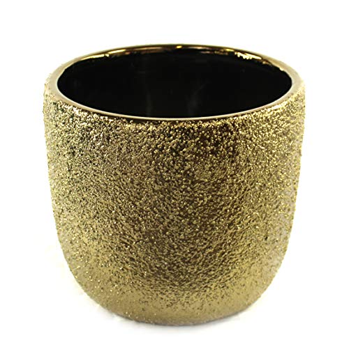DARO DEKO Keramik Pflanz-Gefäß rund Ø 13cm x 11cm Gold von DARO DEKO