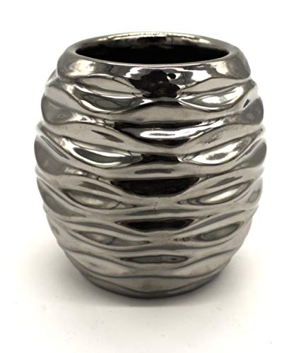 DARO DEKO Keramik Pflanzgefäß Silber 9cm hoch - 1 Stück von DARO DEKO