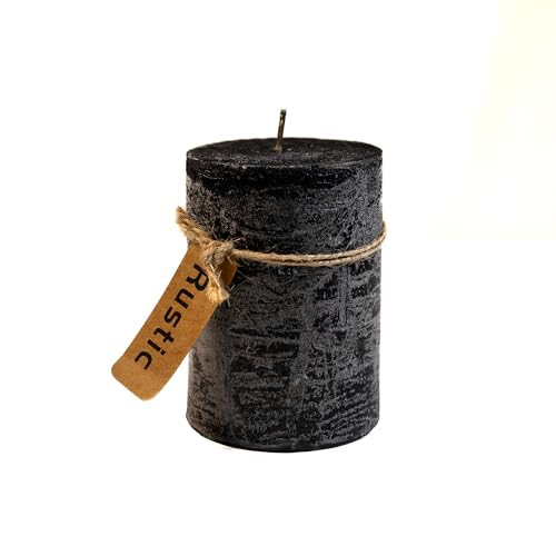 DARO DEKO Kerze Rustic schwarz Ø 7cm x 10cm Stumpenkerze dekorative Haushaltskerze Unparfürmiert von DARO DEKO