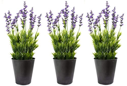 DARO DEKO Kunst-Pflanze Lavendel mit Metall-Topf Ø 14cm x 45cm 3 Stück von DARO DEKO