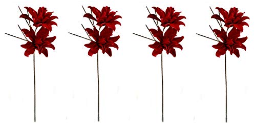 DARO DEKO Kunstblume 100cm Magnolie rund in rot 4 Stück von DARO DEKO