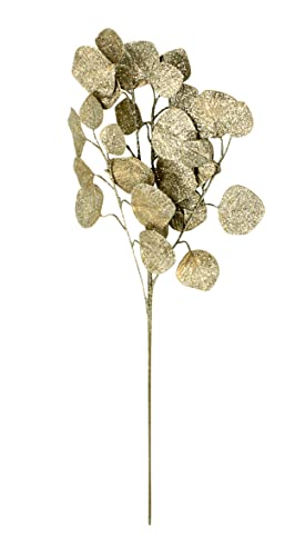 DARO DEKO Kunstpflanze Eukalyptus 70 cm Zweig Strauch Glitzer Gold von DARO DEKO