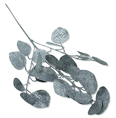 DARO DEKO Kunstpflanze Eukalyptus 70 cm Zweig Strauch Glitzer Silber von DARO DEKO