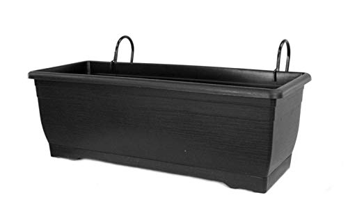 DARO DEKO Kunststoff Blumen-Kasten anthrazit 60cm mit Halterung 1 Stück von DARO DEKO