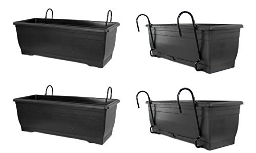 DARO DEKO Kunststoff Blumen-Kasten anthrazit 60cm mit Halterung 4 Stück DARO DEKO Kunststoff Blumen-Kasten anthrazit 60cm mit Halterung 4 Stück von DARO DEKO