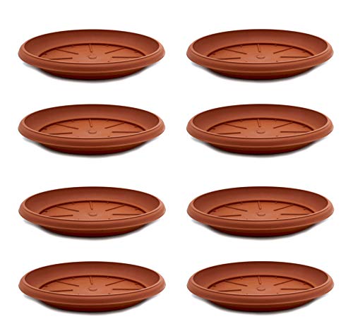 DARO DEKO Kunststoff Blumentopf Untersetzer 8 Stück - Ø 27cm Terracotta von DARO DEKO