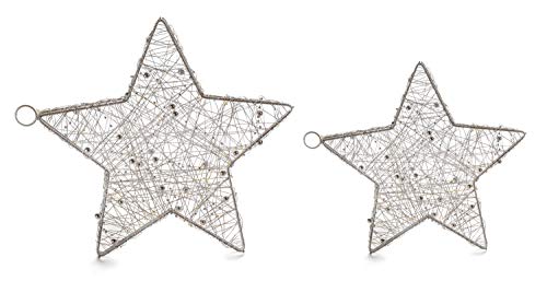 DARO DEKO Lichter-Stern Set mit LED aus Draht mit Perlenkette verziert von DARO DEKO