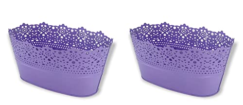 DARO DEKO Metall Blumentopf Schale lila 2 Stück 11 x 23cm mit Einsatz Über-Topf Pflanzgefäß Kräuter-Töpfe DARO DEKO Metall Blumentopf Schale lila 2 Stück 11 x 23cm mit Einsatz Über-Topf Pflanzgefäß Kräuter-Töpfe von DARO DEKO