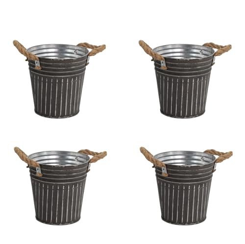 DARO DEKO Metall Blumentopf grau Ø 15 x 15cm - 4 Stück Pflanz-Töpfe Übertopf bepflanzbar DARO DEKO Metall Blumentopf grau Ø 15 x 15cm - 4 Stück Pflanz-Töpfe Übertopf bepflanzbar von DARO DEKO