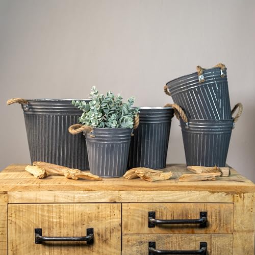 DARO DEKO Metall Blumentopf grau Ø 15 x 15cm Pflanz-Töpfe Übertopf bepflanzbar von DARO DEKO