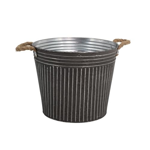 DARO DEKO Metall Blumentopf grau Ø 20 x 18cm Pflanz-Töpfe Übertopf bepflanzbar von DARO DEKO