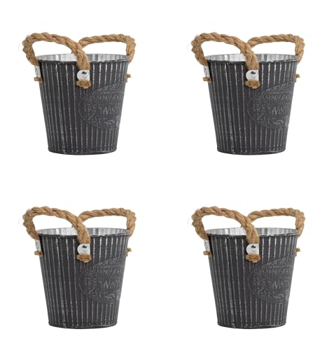 DARO DEKO Metall Blumentopf grau Ø 20 x 19cm - 4 Stück Pflanz-Töpfe Übertopf bepflanzbar DARO DEKO Metall Blumentopf grau Ø 20 x 19cm - 4 Stück Pflanz-Töpfe Übertopf bepflanzbar von DARO DEKO