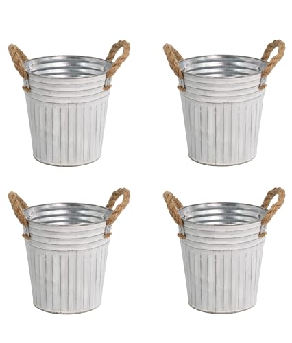 DARO DEKO Metall Blumentopf weiß Ø 18 x 17cm - 4 Stück Pflanz-Töpfe Übertopf bepflanzbar DARO DEKO Metall Blumentopf weiß Ø 18 x 17cm - 4 Stück Pflanz-Töpfe Übertopf bepflanzbar von DARO DEKO