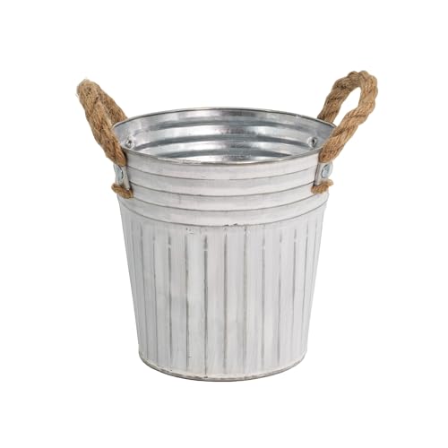 DARO DEKO Metall Blumentopf weiß Ø 18 x 17cm Pflanz-Töpfe Übertopf bepflanzbar von DARO DEKO