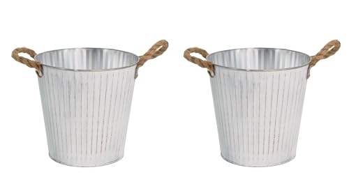 DARO DEKO Metall Blumentopf weiß Ø 20 x 19cm - 2 Stück Pflanz-Töpfe Übertopf bepflanzbar DARO DEKO Metall Blumentopf weiß Ø 20 x 19cm - 2 Stück Pflanz-Töpfe Übertopf bepflanzbar von DARO DEKO