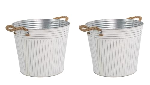 DARO DEKO Metall Blumentopf weiß Ø 27 x 23cm - 2 Stück Pflanz-Töpfe Übertopf bepflanzbar DARO DEKO Metall Blumentopf weiß Ø 27 x 23cm - 2 Stück Pflanz-Töpfe Übertopf bepflanzbar von DARO DEKO