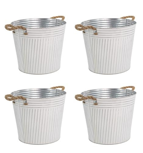 DARO DEKO Metall Blumentopf weiß Ø 27 x 23cm - 4 Stück Pflanz-Töpfe Übertopf bepflanzbar DARO DEKO Metall Blumentopf weiß Ø 27 x 23cm - 4 Stück Pflanz-Töpfe Übertopf bepflanzbar von DARO DEKO