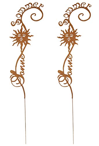 DARO DEKO Metall Garten-Stecker 88cm Sommer Sonne rostig 2 Stück von DARO DEKO