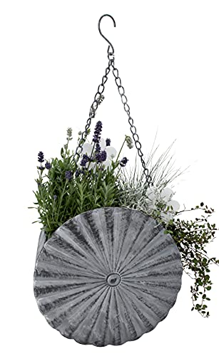 DARO DEKO Metall Blumenampel Hängeampel rund - ø 29cm grau Hängekorb von DARO DEKO