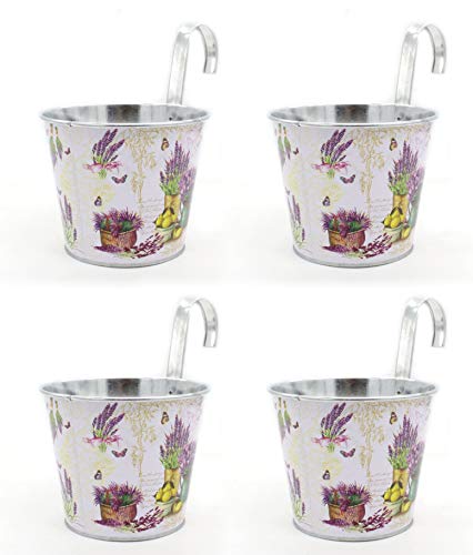 DARO DEKO Metall Hängetopf - Ø 15cm x 13cm Lavendel 4 Stück von DARO DEKO