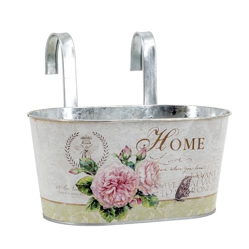 DARO DEKO Metall Hängetopf mit 2 Henkeln - 23cm x 11cm (Nelke, 2 Stück) von DARO DEKO