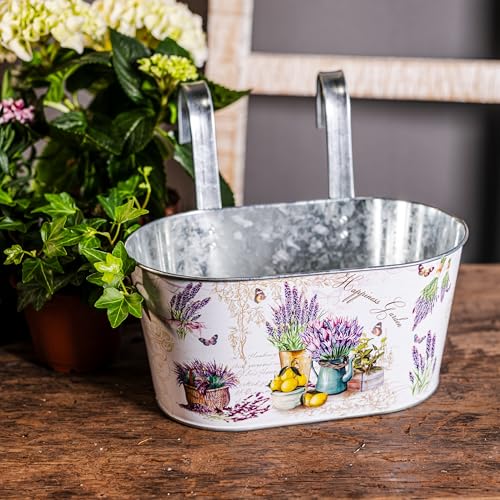 DARO DEKO Metall Hängetopf mit 2 Henkeln - 23cm x 11cm Lavendel 1 Stück von DARO DEKO