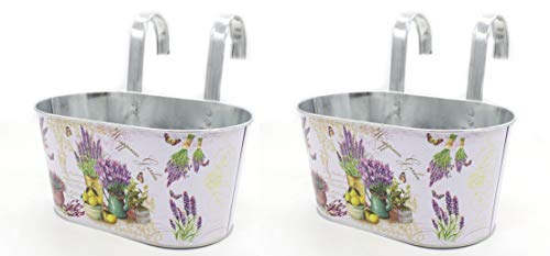DARO DEKO Metall Hängetopf mit 2 Henkeln - 23cm x 11cm Lavendel 2 Stück von DARO DEKO